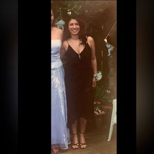 Black lace high low dress